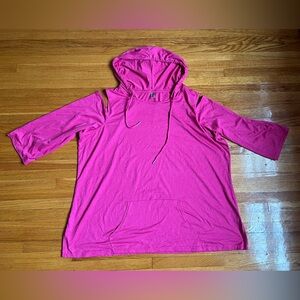 Avenue Magenta Heather Cold Shoulder Hoodie